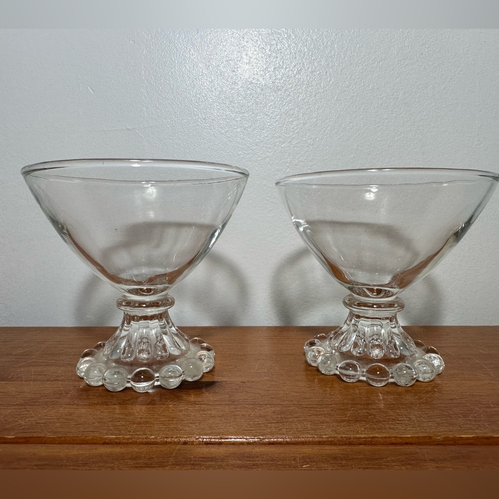 Pair of VINTAGE ANCHOR HOCKING Berwick Boopie Clear Champagne Sherbet Glasses